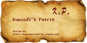 Kopcsák Patrik névjegykártya
